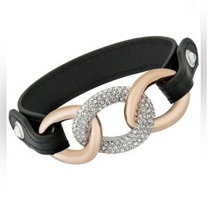 Swarovski Bound Leather and Chain Crystal Pavé Bracelet for Women, 5080041
